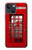 S0058 ロンドン〔イギリス〕の赤い電話ボックス Classic British Red Telephone Box iPhone 14 Plus バックケース、フリップケース・カバー