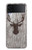 S2505 トナカイ古い木材グラフィックプリント Reindeer Head Old Wood Texture Graphic Printed Samsung Galaxy Z Flip 4 バックケース、フリップケース・カバー