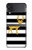 S2794 黒と白のストライプ 金の鹿 Black and White Striped Deer Gold Sparkles Samsung Galaxy Z Flip 4 バックケース、フリップケース・カバー