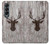 S2505 トナカイ古い木材グラフィックプリント Reindeer Head Old Wood Texture Graphic Printed Samsung Galaxy Z Fold 4 バックケース、フリップケース・カバー