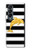 S2882 黒と白のストライプ ゴールドドルフィン Black and White Striped Gold Dolphin Samsung Galaxy Z Fold 4 バックケース、フリップケース・カバー