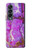 S2907 パープルターコイズ宝石グラフィックプリント Purple Turquoise Stone Samsung Galaxy Z Fold 4 バックケース、フリップケース・カバー