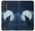 S3693 グリムホワイトウルフ満月 Grim White Wolf Full Moon Samsung Galaxy Z Fold 4 バックケース、フリップケース・カバー