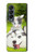 S3795 不機嫌子猫遊び心シベリアンハスキー犬ペイント Kitten Cat Playful Siberian Husky Dog Paint Samsung Galaxy Z Fold 4 バックケース、フリップケース・カバー