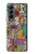 S3879 レトロな音楽の落書き Retro Music Doodle Samsung Galaxy Z Fold 4 バックケース、フリップケース・カバー