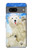 S3794 北極シロクマはシールに恋するペイント Arctic Polar Bear and Seal Paint Google Pixel 7 バックケース、フリップケース・カバー