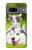 S3795 不機嫌子猫遊び心シベリアンハスキー犬ペイント Kitten Cat Playful Siberian Husky Dog Paint Google Pixel 7 バックケース、フリップケース・カバー
