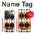S3421 黒 オレンジ 白 アーガイルプラッド Black Orange White Argyle Plaid OnePlus Ace Pro バックケース、フリップケース・カバー
