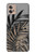 S3692 灰色の黒いヤシの葉 Gray Black Palm Leaves Motorola Moto G32 バックケース、フリップケース・カバー