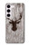 S2505 トナカイ古い木材グラフィックプリント Reindeer Head Old Wood Texture Graphic Printed Samsung Galaxy S23 バックケース、フリップケース・カバー