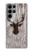 S2505 トナカイ古い木材グラフィックプリント Reindeer Head Old Wood Texture Graphic Printed Samsung Galaxy S23 Ultra バックケース、フリップケース・カバー