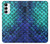 S3047 緑人魚のスケール Green Mermaid Fish Scale Samsung Galaxy A14 5G バックケース、フリップケース・カバー