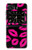 S2933 ピンクの唇のキス Pink Lips Kisses on Black Motorola Moto Razr 2022 バックケース、フリップケース・カバー