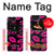 S2933 ピンクの唇のキス Pink Lips Kisses on Black Motorola Moto Razr 2022 バックケース、フリップケース・カバー