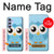 S3029 かわいい青いフクロウ Cute Blue Owl Samsung Galaxy A54 5G バックケース、フリップケース・カバー