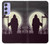 S3262 恐るべき 夜の月 墓地 Grim Reaper Night Moon Cemetery Samsung Galaxy A54 5G バックケース、フリップケース・カバー