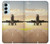 S3837 飛行機離陸日の出 Airplane Take off Sunrise Samsung Galaxy M14 バックケース、フリップケース・カバー