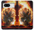 S0863 地獄火スカル Hell Fire Skull Google Pixel 8 バックケース、フリップケース・カバー