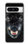 S2823 ブラックウルフ Black Wolf Blue Eyes Face Google Pixel 8 pro バックケース、フリップケース・カバー