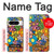 S3281 カラフルなヒッピーの花のパターン Colorful Hippie Flowers Pattern Google Pixel 8 pro バックケース、フリップケース・カバー