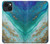 S3920 抽象的なオーシャンブルー色混合エメラルド Abstract Ocean Blue Color Mixed Emerald iPhone 14 バックケース、フリップケース・カバー