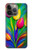 S3926 カラフルなチューリップの油絵 Colorful Tulip Oil Painting iPhone 14 Pro Max バックケース、フリップケース・カバー