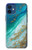 S3920 抽象的なオーシャンブルー色混合エメラルド Abstract Ocean Blue Color Mixed Emerald iPhone 12 mini バックケース、フリップケース・カバー