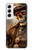 S3949 スチームパンクなスカルの喫煙 Steampunk Skull Smoking Samsung Galaxy S22 バックケース、フリップケース・カバー