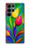 S3926 カラフルなチューリップの油絵 Colorful Tulip Oil Painting Samsung Galaxy S22 Ultra バックケース、フリップケース・カバー