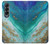S3920 抽象的なオーシャンブルー色混合エメラルド Abstract Ocean Blue Color Mixed Emerald Samsung Galaxy Z Fold 4 バックケース、フリップケース・カバー
