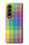 S3942 LGBTQ レインボーチェック柄タータンチェック LGBTQ Rainbow Plaid Tartan Samsung Galaxy Z Fold 4 バックケース、フリップケース・カバー