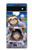 S3915 アライグマの女子 赤ちゃんナマケモノ宇宙飛行士スーツ Raccoon Girl Baby Sloth Astronaut Suit Google Pixel 6a バックケース、フリップケース・カバー