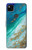 S3920 抽象的なオーシャンブルー色混合エメラルド Abstract Ocean Blue Color Mixed Emerald Google Pixel 4a バックケース、フリップケース・カバー