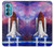 S3913 カラフルな星雲スペースシャトル Colorful Nebula Space Shuttle Motorola Edge 30 バックケース、フリップケース・カバー