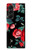 S3112 黒バラ パターン Rose Floral Pattern Black Samsung Galaxy Z Fold 5 バックケース、フリップケース・カバー