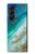 S3920 抽象的なオーシャンブルー色混合エメラルド Abstract Ocean Blue Color Mixed Emerald Samsung Galaxy Z Fold 5 バックケース、フリップケース・カバー