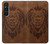 S2529 レオゾディアックタトゥーブラウングラフィック Leo Zodiac Tattoo Brown Graphic Print Sony Xperia 1 V バックケース、フリップケース・カバー
