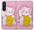 S3025 招き猫 Pink Maneki Neko Lucky Cat Sony Xperia 1 V バックケース、フリップケース・カバー