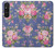 S3265 ヴィンテージ花柄 Vintage Flower Pattern Sony Xperia 1 V バックケース、フリップケース・カバー