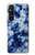 S3439 インディゴタイダイ Fabric Indigo Tie Dye Sony Xperia 1 V バックケース、フリップケース・カバー