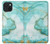 S3399 緑の大理石のグラフィックプリント Green Marble Graphic Print iPhone 15 バックケース、フリップケース・カバー