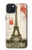 S2108 エッフェル塔パリポストカード Eiffel Tower Paris Postcard iPhone 15 Plus バックケース、フリップケース・カバー