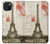 S2108 エッフェル塔パリポストカード Eiffel Tower Paris Postcard iPhone 15 Plus バックケース、フリップケース・カバー