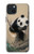 S2210 パンダふわふわアートの絵画 Panda Fluffy Art Painting iPhone 15 Plus バックケース、フリップケース・カバー