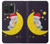 S2849 かわいいスリーピーフクロウ Cute Sleepy Owl Moon Night iPhone 15 Pro バックケース、フリップケース・カバー
