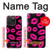 S2933 ピンクの唇のキス Pink Lips Kisses on Black iPhone 15 Pro バックケース、フリップケース・カバー