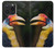 S3876 カラフルなサイチョウ Colorful Hornbill iPhone 15 Pro バックケース、フリップケース・カバー