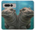 S3871 かわいい赤ちゃんカバ カバ Cute Baby Hippo Hippopotamus Google Pixel Fold バックケース、フリップケース・カバー