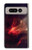 S3897 赤い星雲の宇宙 Red Nebula Space Google Pixel Fold バックケース、フリップケース・カバー