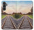 S3866 鉄道直線線路 Railway Straight Train Track Samsung Galaxy S23 FE バックケース、フリップケース・カバー